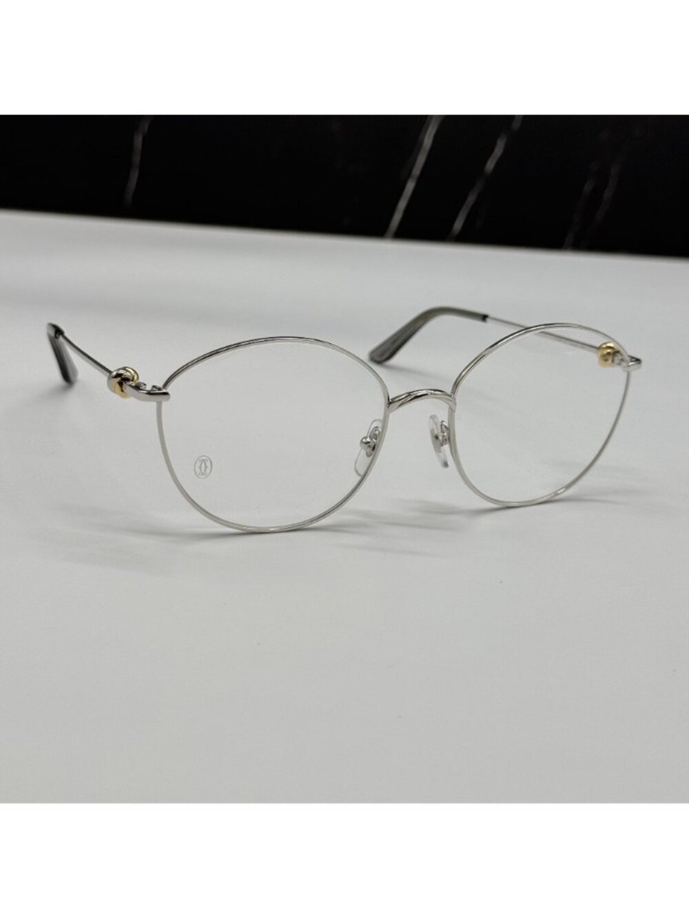 NWT Cartier Silver Metal Women Eyeglasses CT0375O 002 Authentic